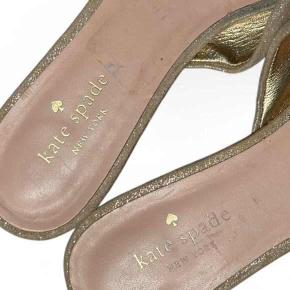2/$25 Kate Spade Gold Shimmer Sandals Slides Fairycore Embellished Soft Girl 7.5 - Picture 8 of 12